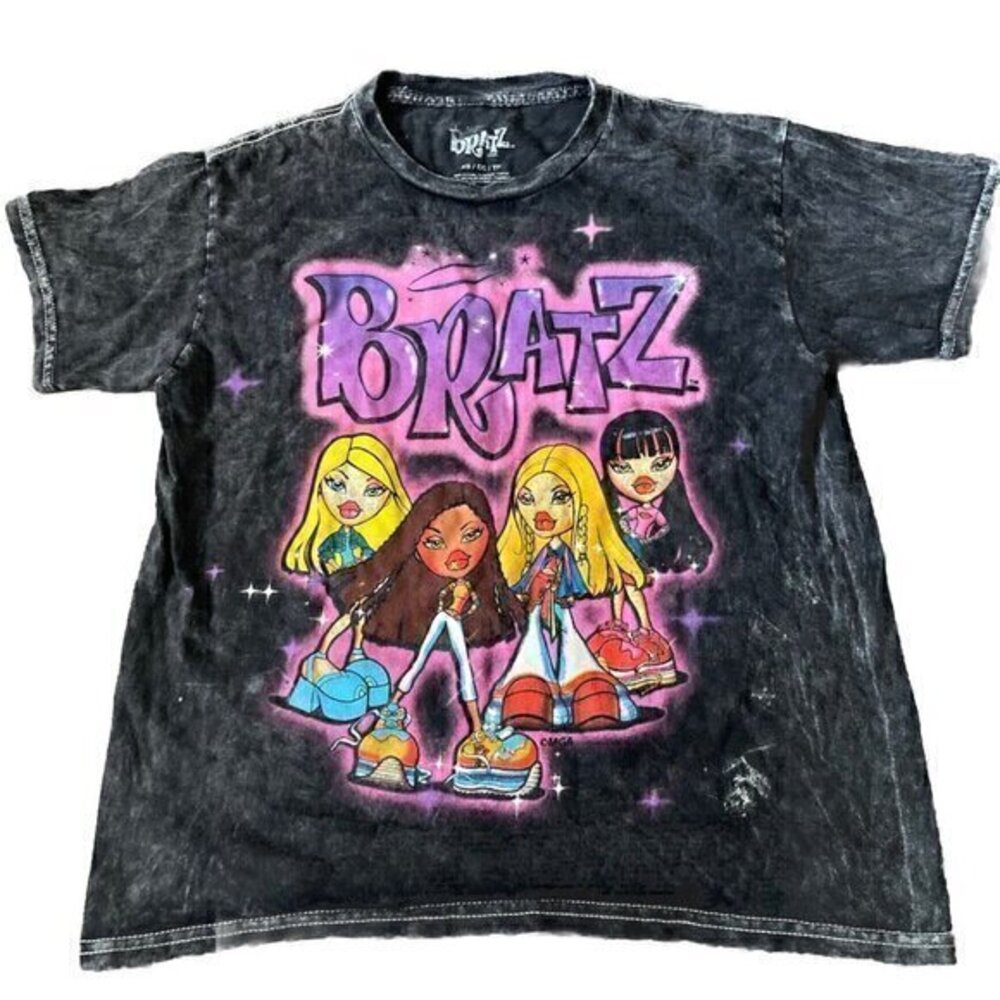 Bratz Graphic T-shirt Women’s Sz XS Black Short Sleeve Y2K Doll Pink Style